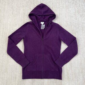 NWOT Merona Cashmere Zip Up Hooded Cardigan Sweater Purple S